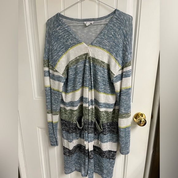 Long tri colored cardigan - Picture 2 of 4